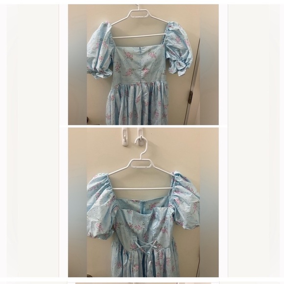 Beautiful blue cottage core puff sleeves maxi dress NWOT - Picture 2 of 4
